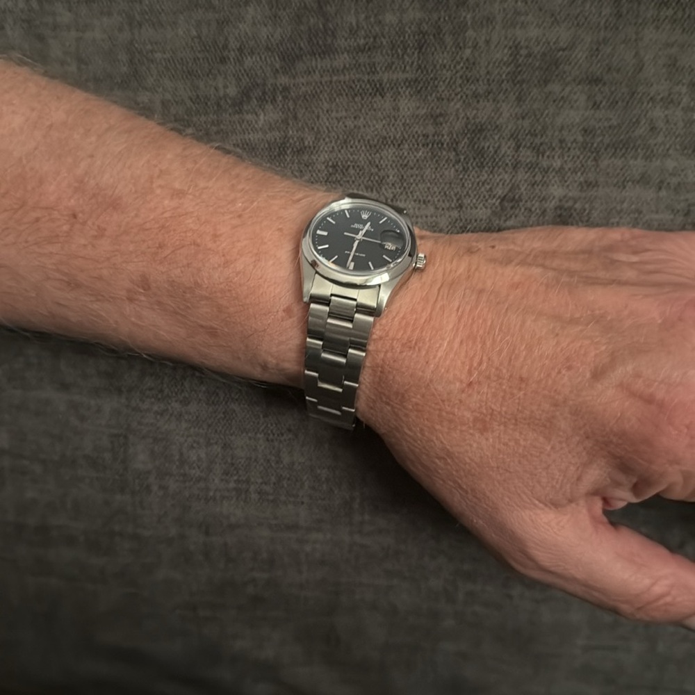 Rolex Oysterdate Black Dial Silver Case Watch - Picture 12 of 16